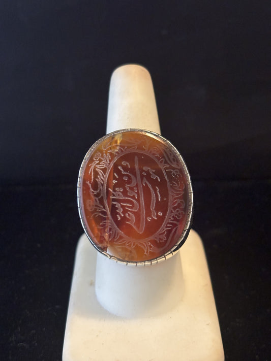 Agate Intaglio Engraved Ring