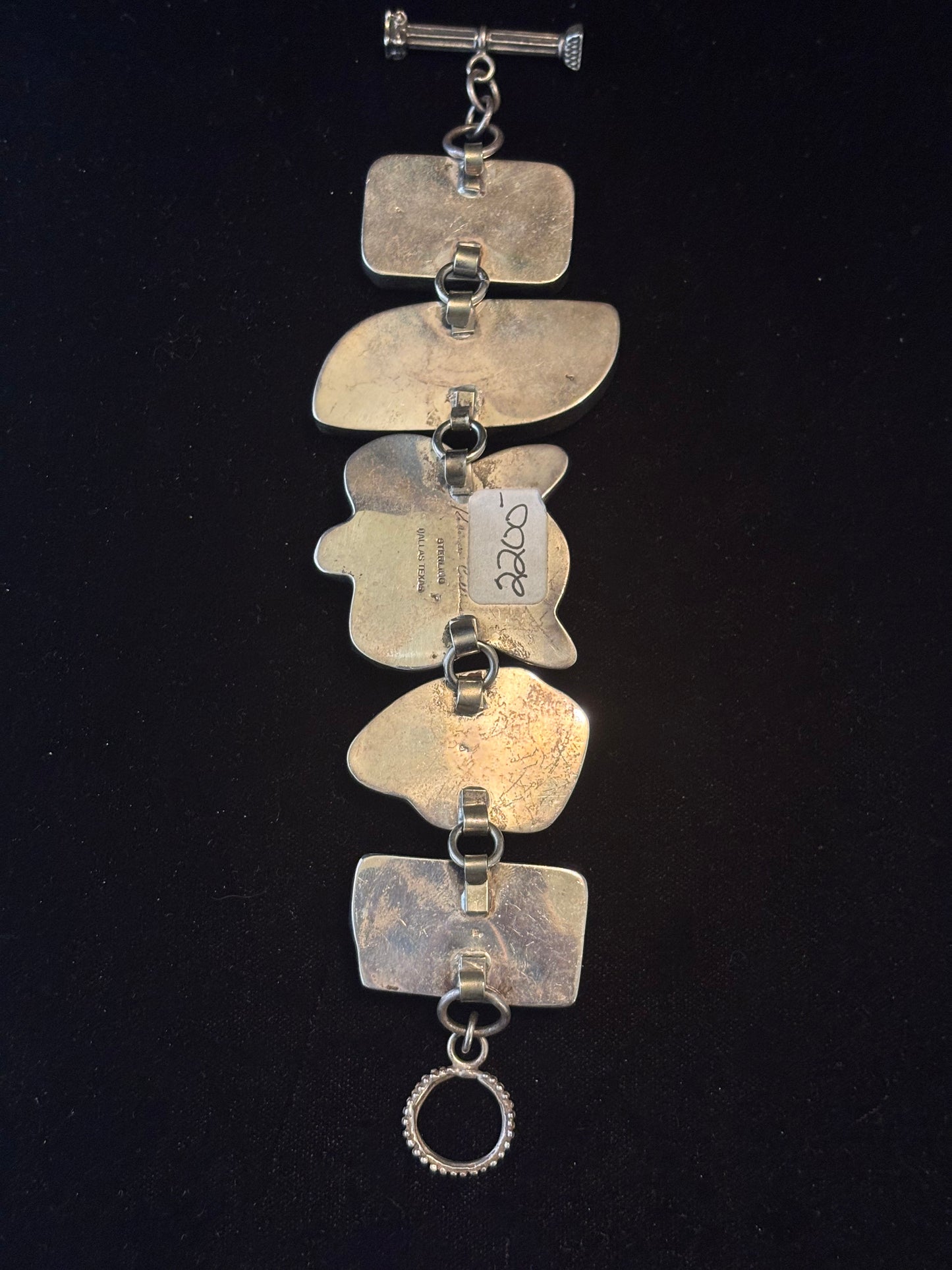 Imperial Topaz, Carved Aqua, Carved Bone Flower, Rutilated Quartz, & Bone Link Bracelet