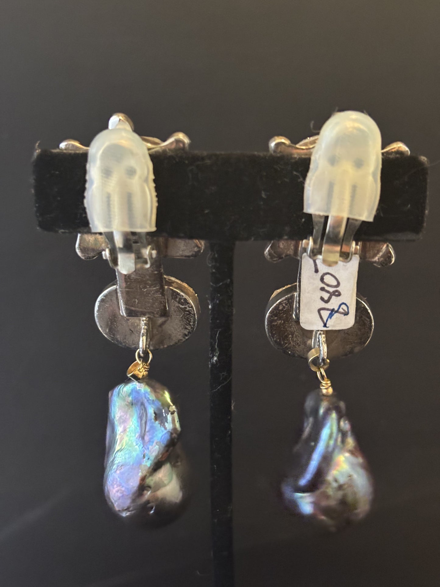 Druzy, South Sea Pearl Dangle Earring