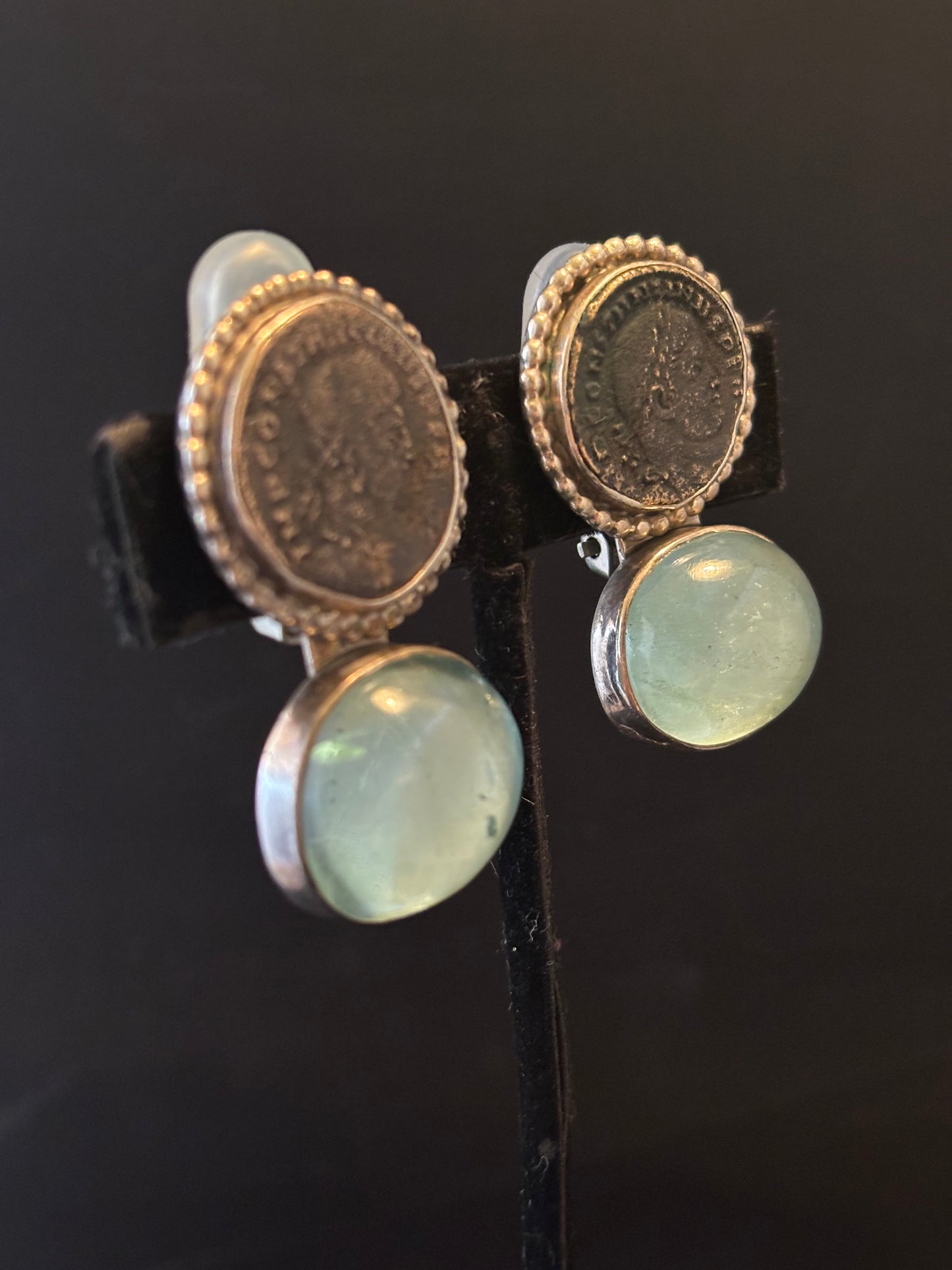 Antique Coin, Aquamarine Earring