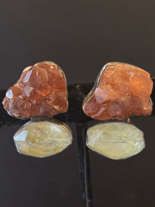 Hessionite Garnet, Aquamarine