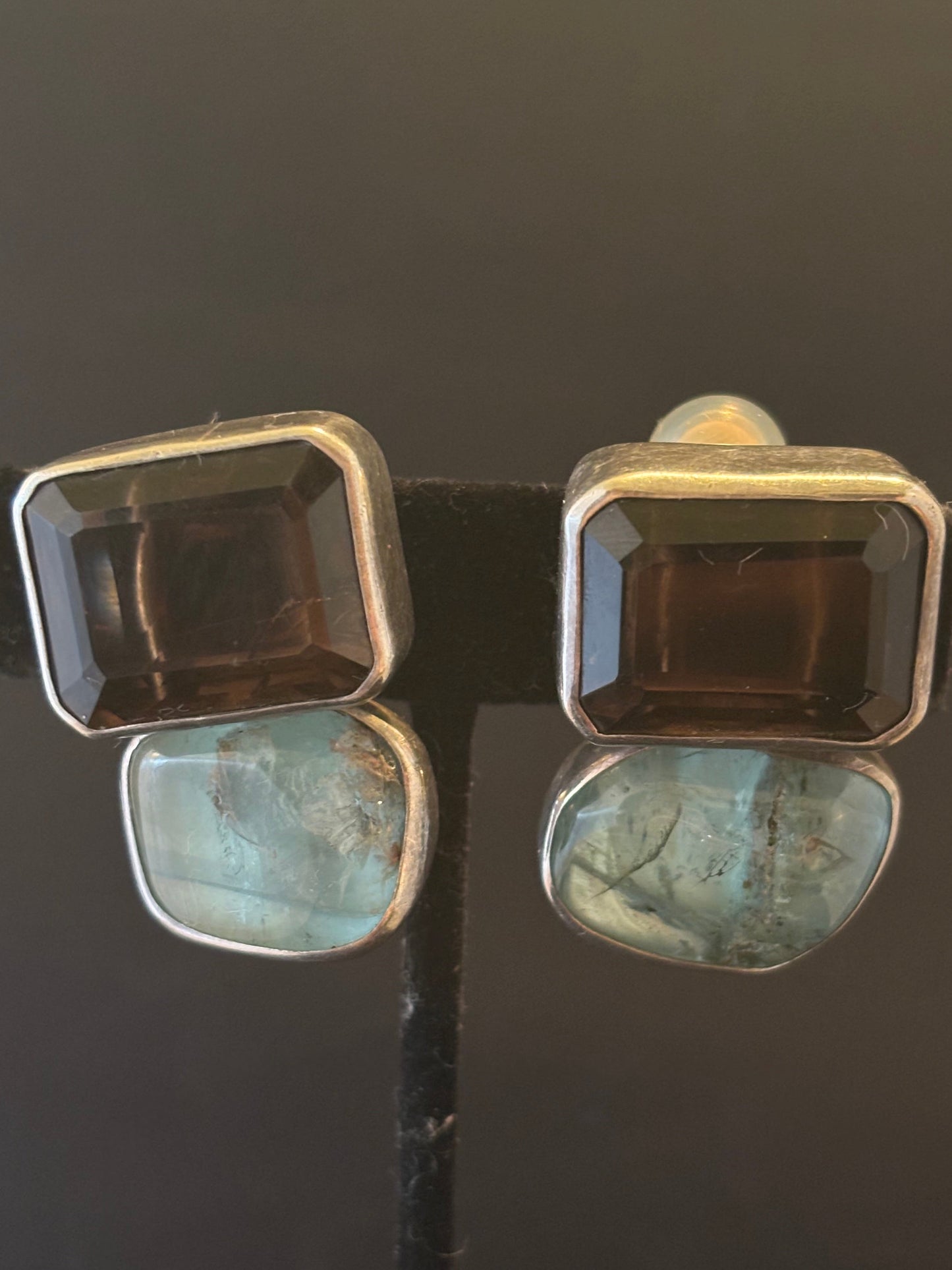 Smokey Topaz, Aquamarine Earring
