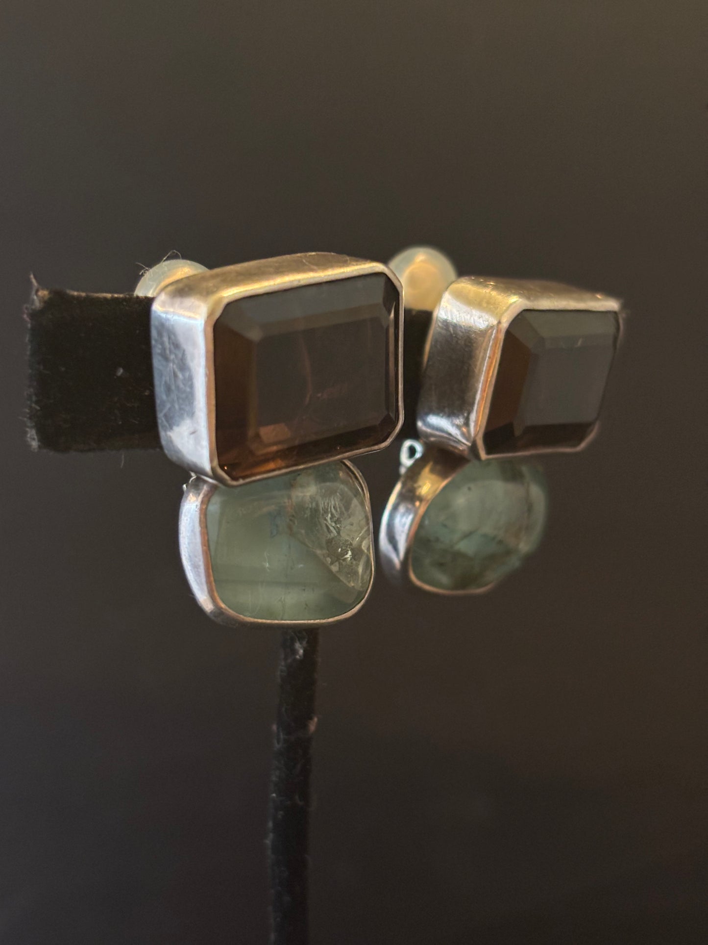 Smokey Topaz, Aquamarine Earring