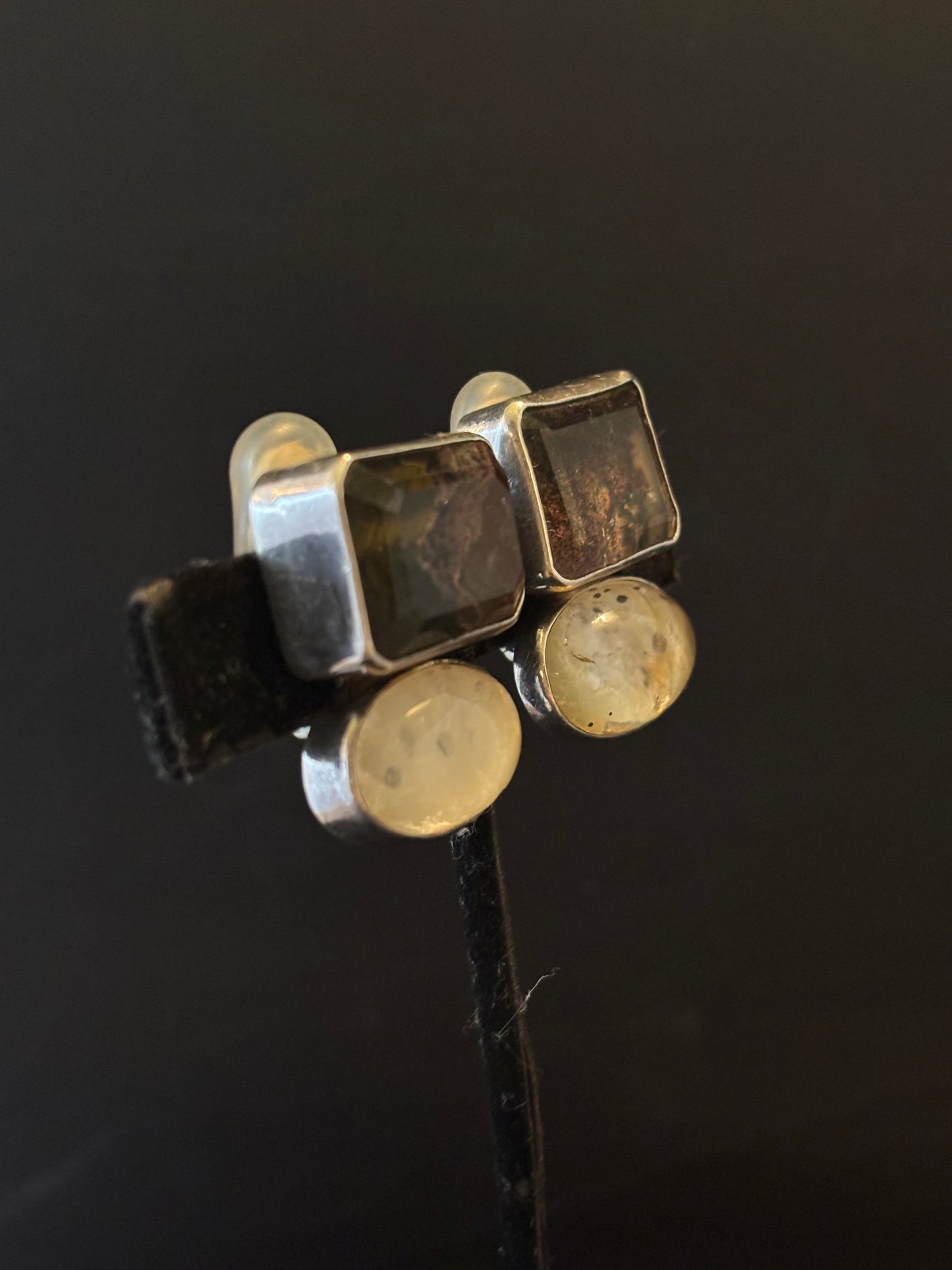 Smokey Topaz, Crystal Quartz Earring