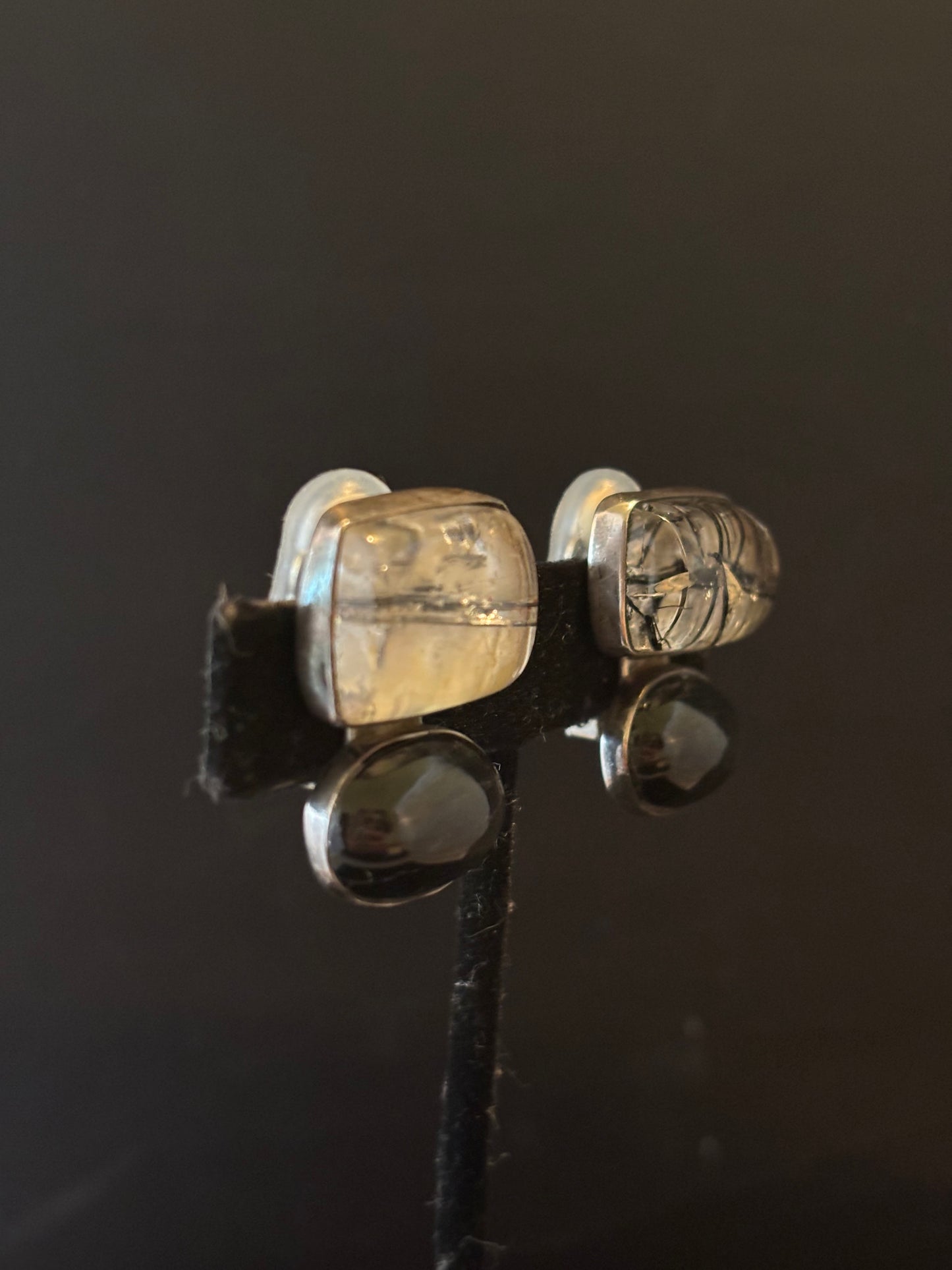 Tourmalinated Quartz, Black Star Sapphire Earring