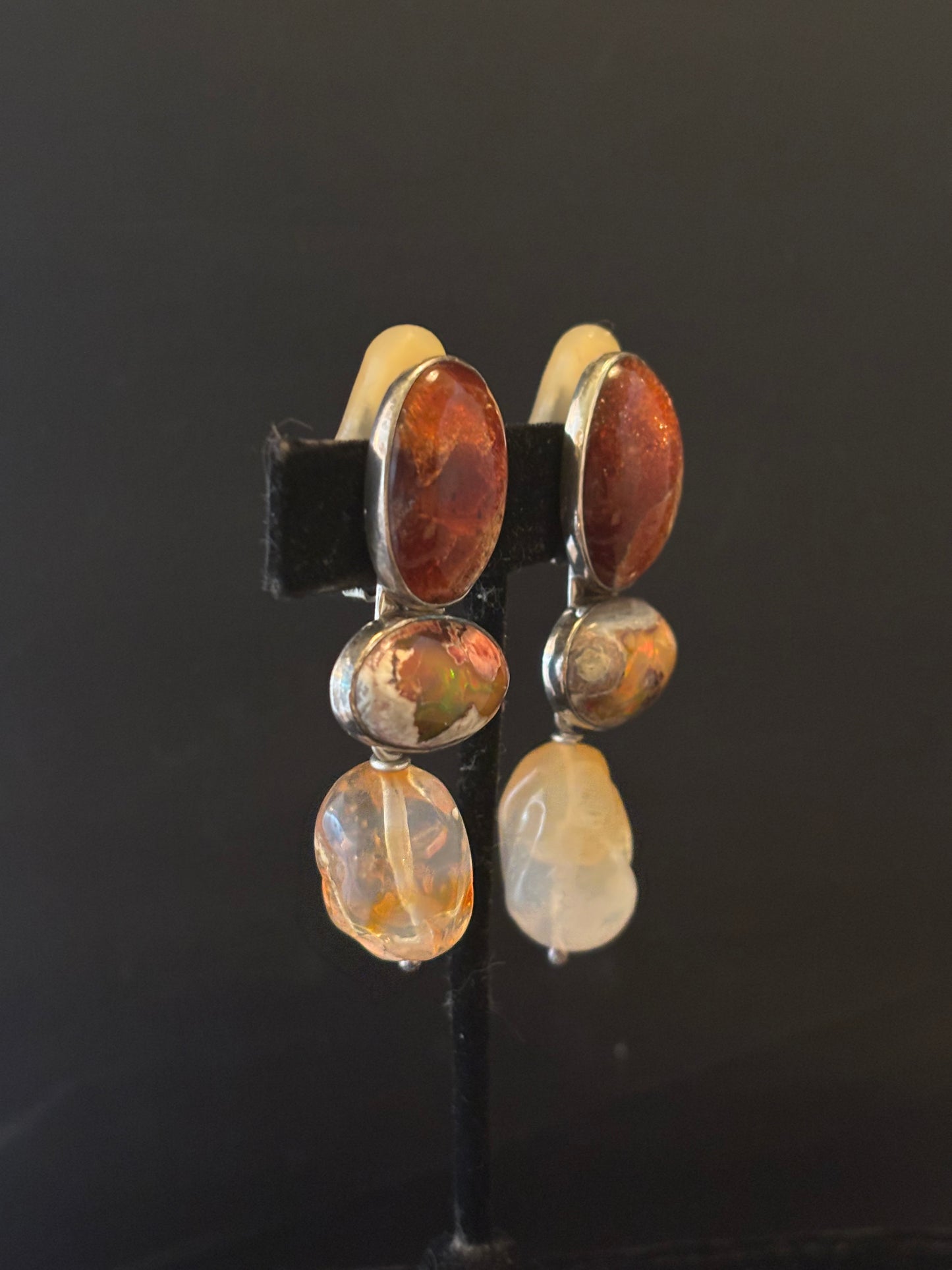 Sun Stone, Opal Dangle Earring