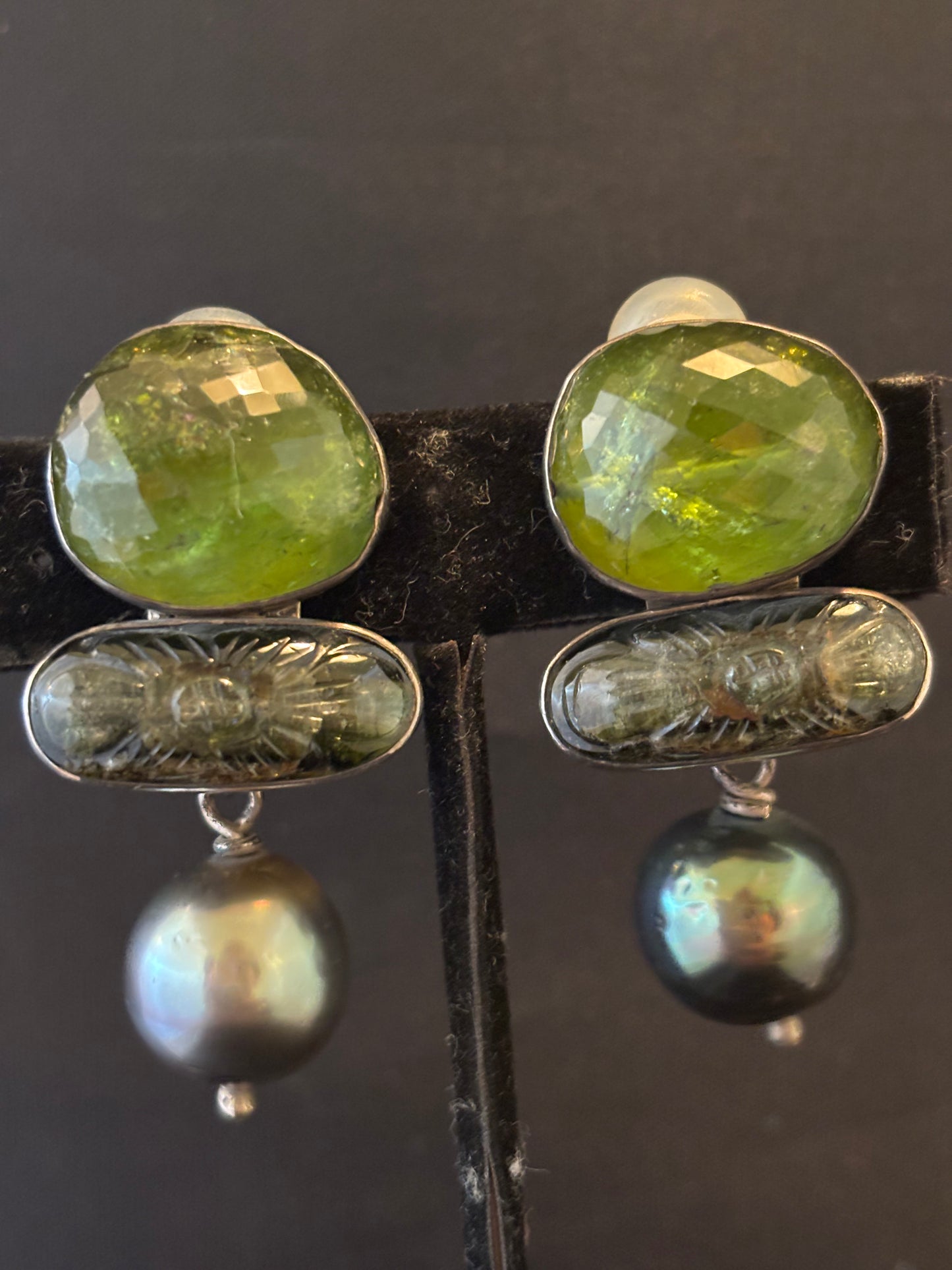 Green Tourmaline, Gray South Sea Pearl