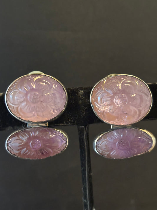Carved Amethyst Earring