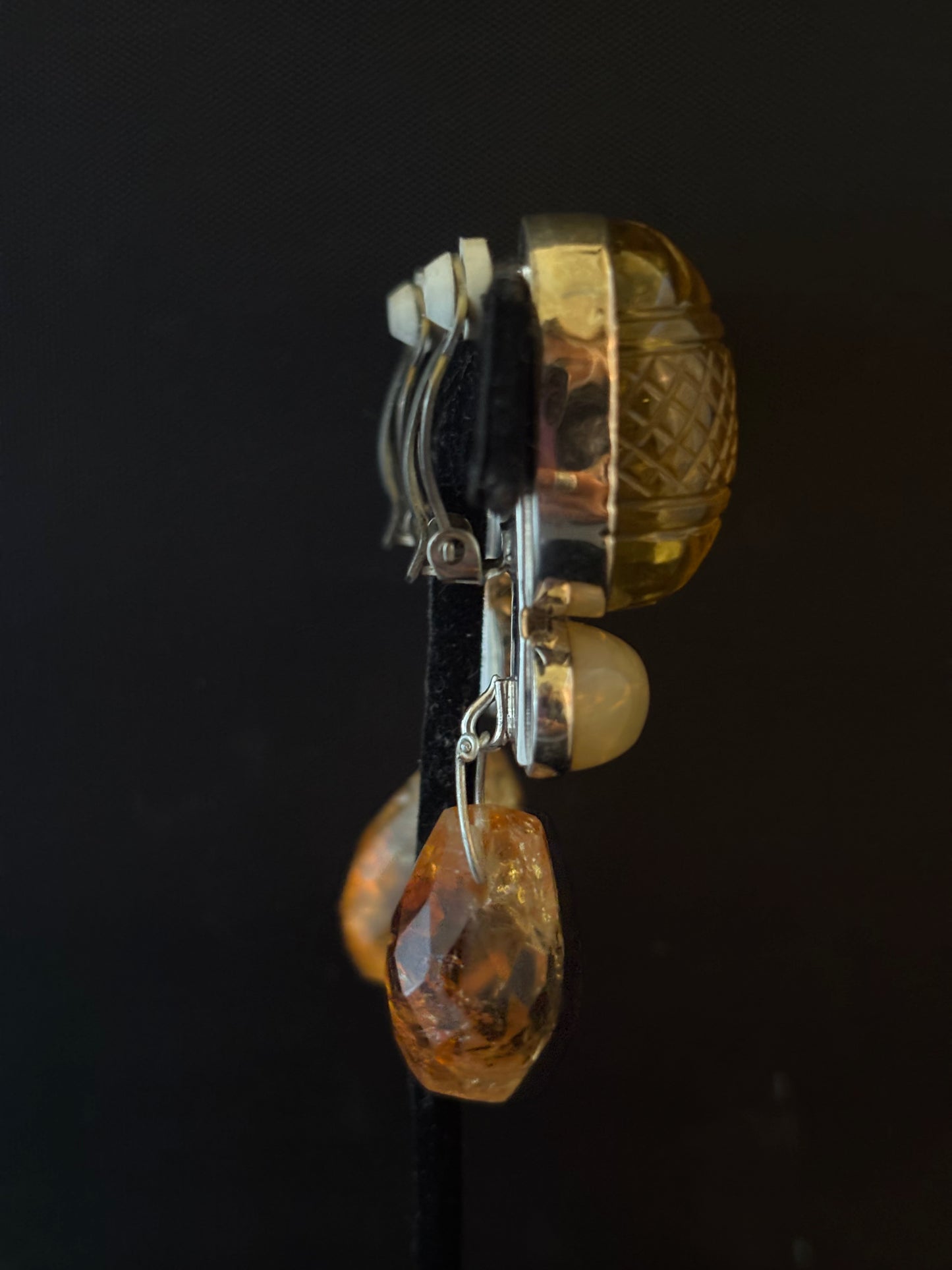 Citrine, Rare Opal Earring