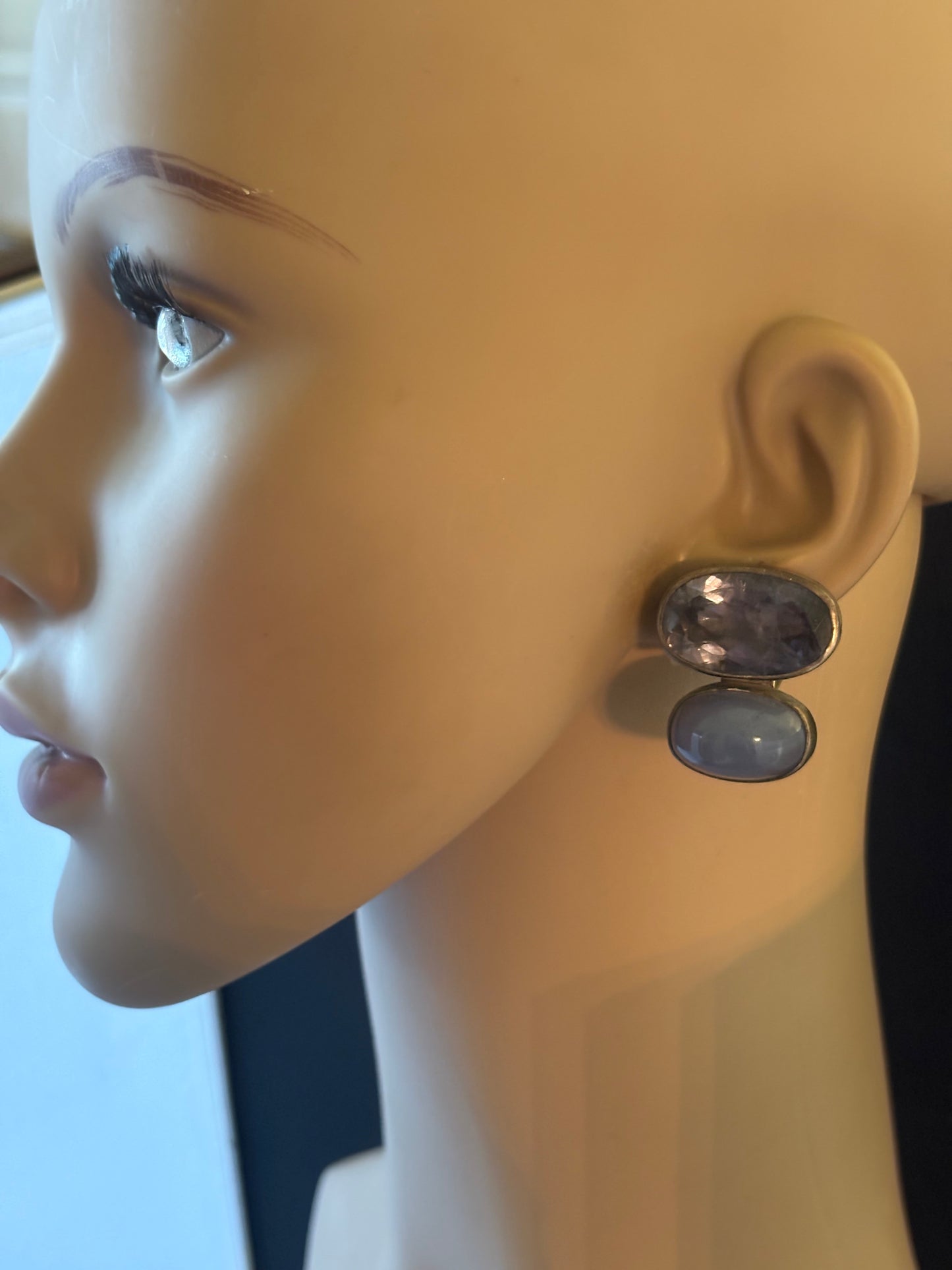 Lolite, Chalcedony Earring