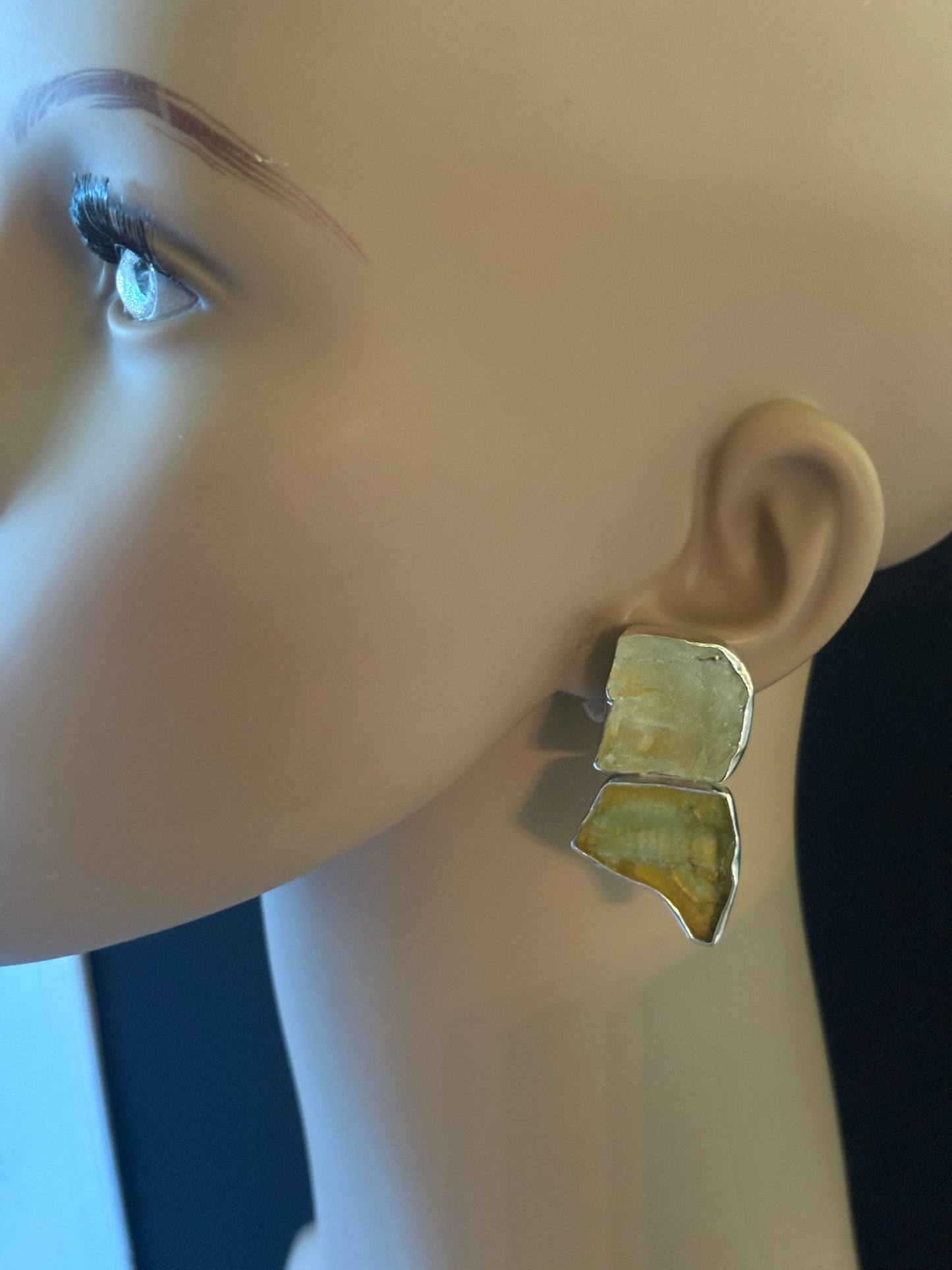 Raw Aquamarine Sea glass Earring