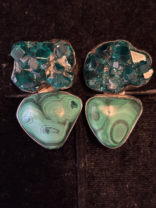 Raw Emerald, Malachite Earring