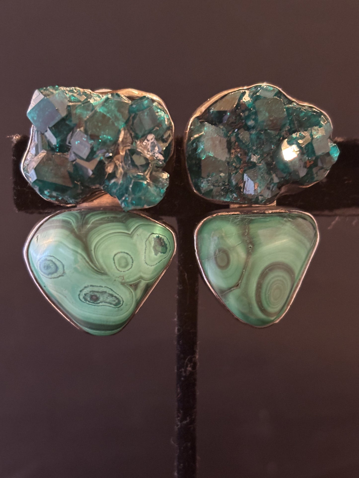 Raw Emerald, Malachite Earring