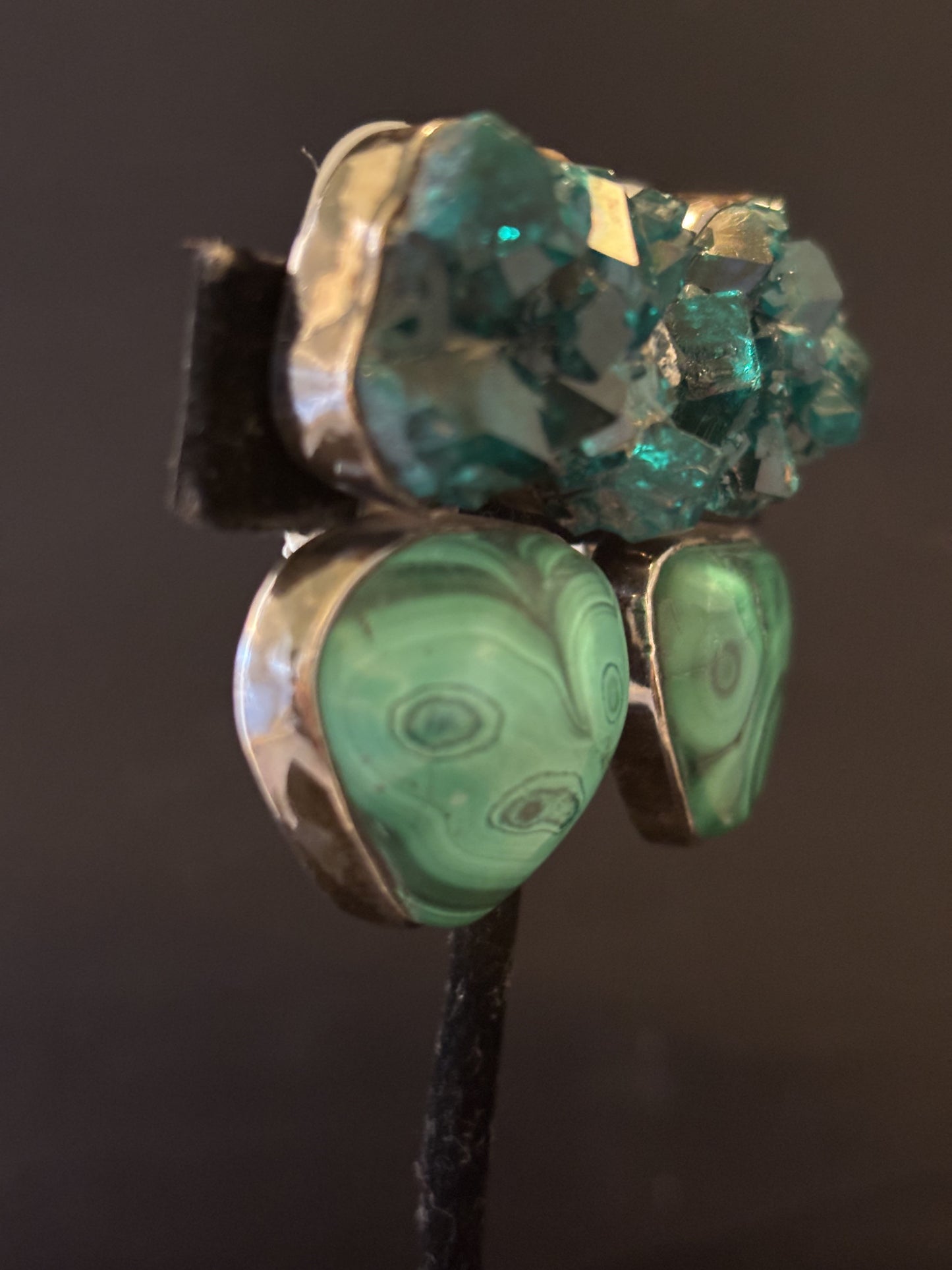 Raw Emerald, Malachite Earring
