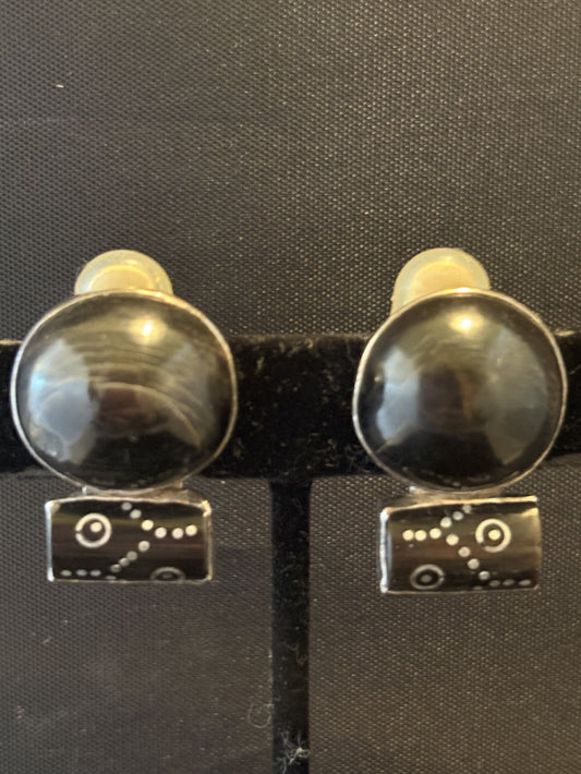 Black Jet with Inlaid Silver