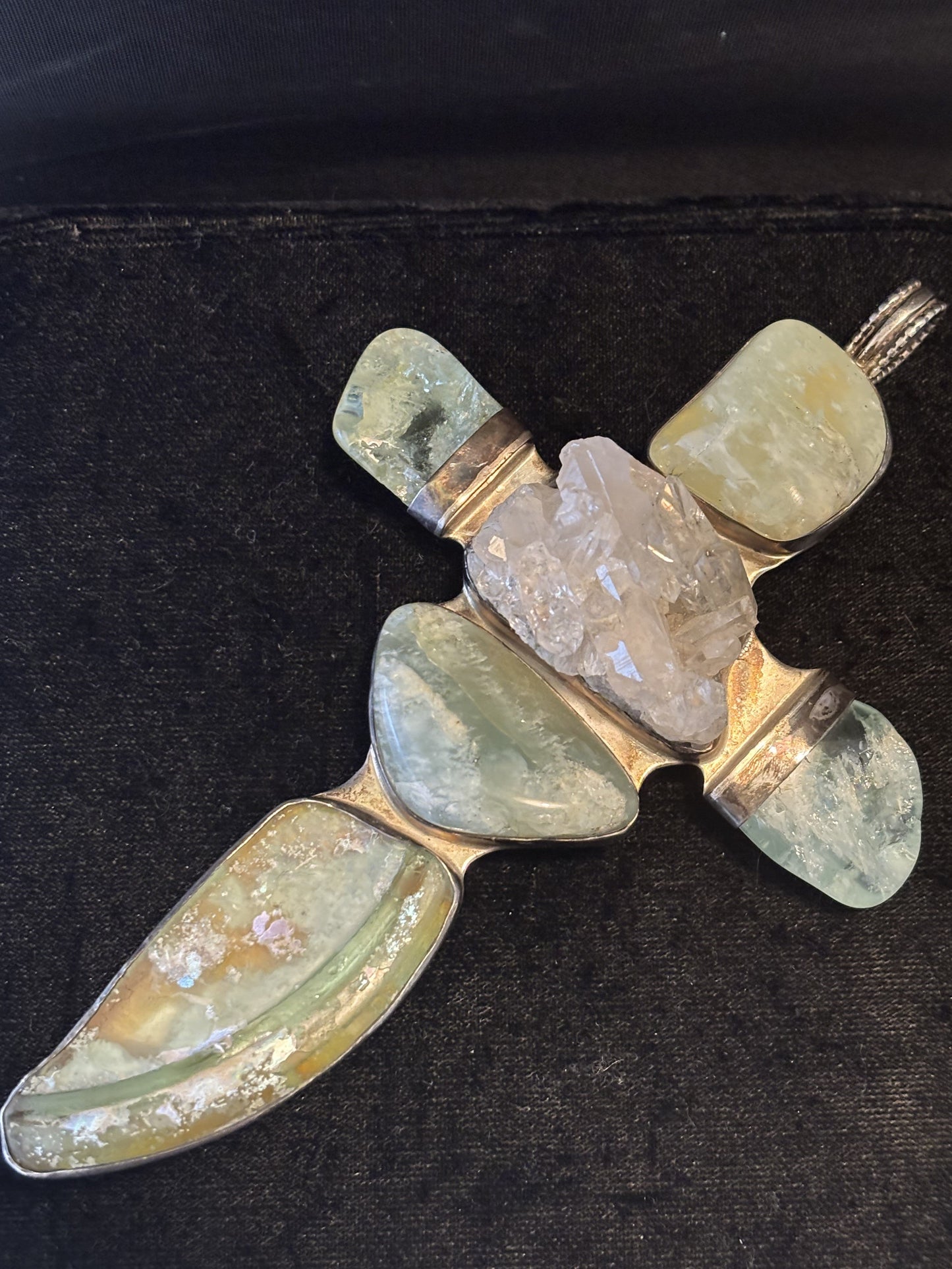 Aquamarine, Sea glass Crystal Pin