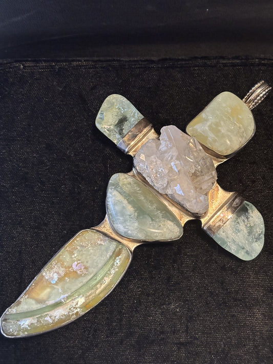 Aquamarine, Sea glass Crystal Pin