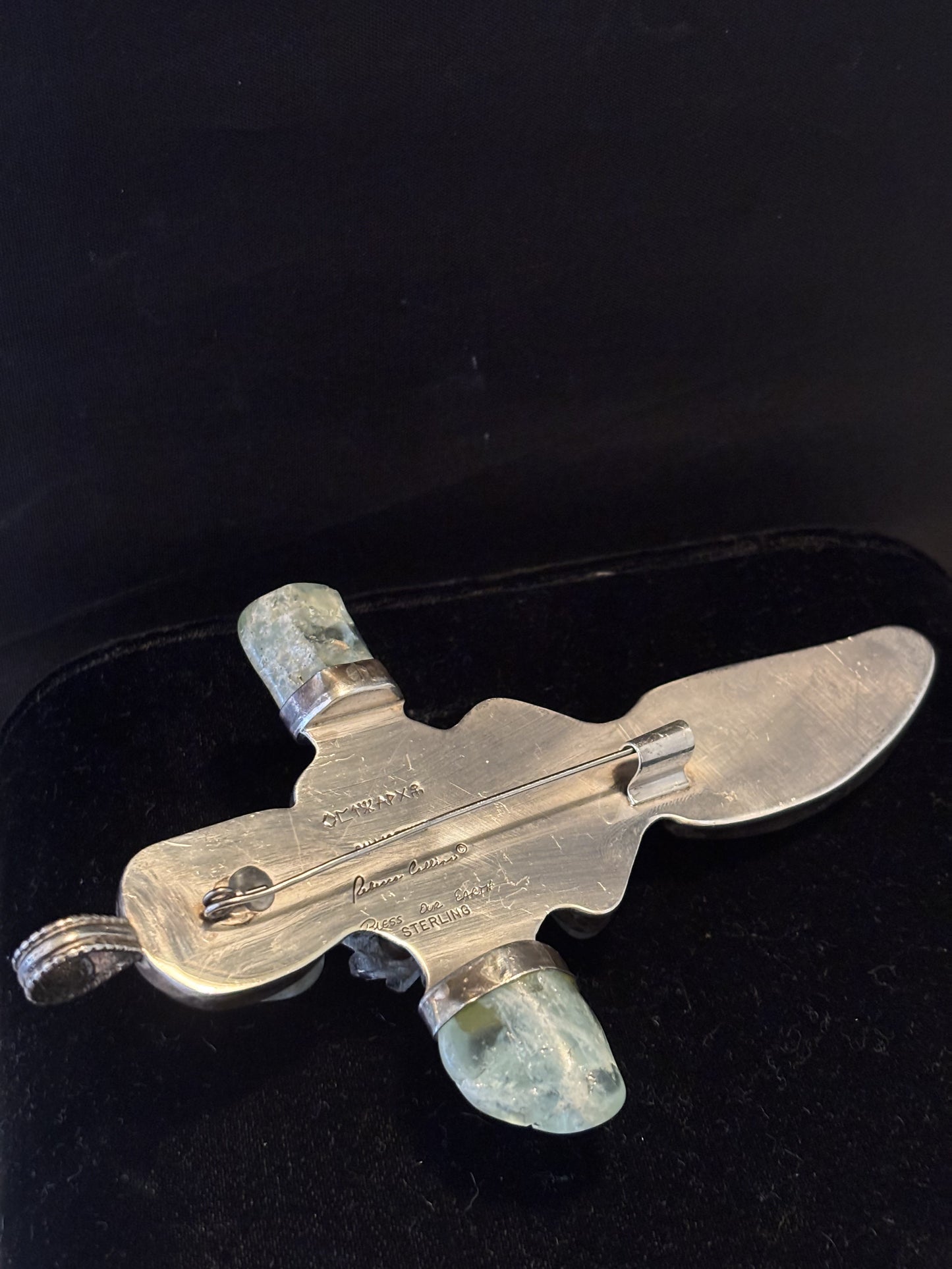 Aquamarine, Sea glass Crystal Pin