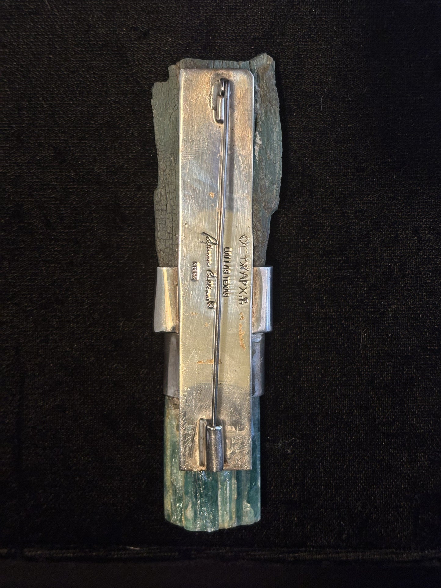 Petrified Wood, Aquamarine Pin