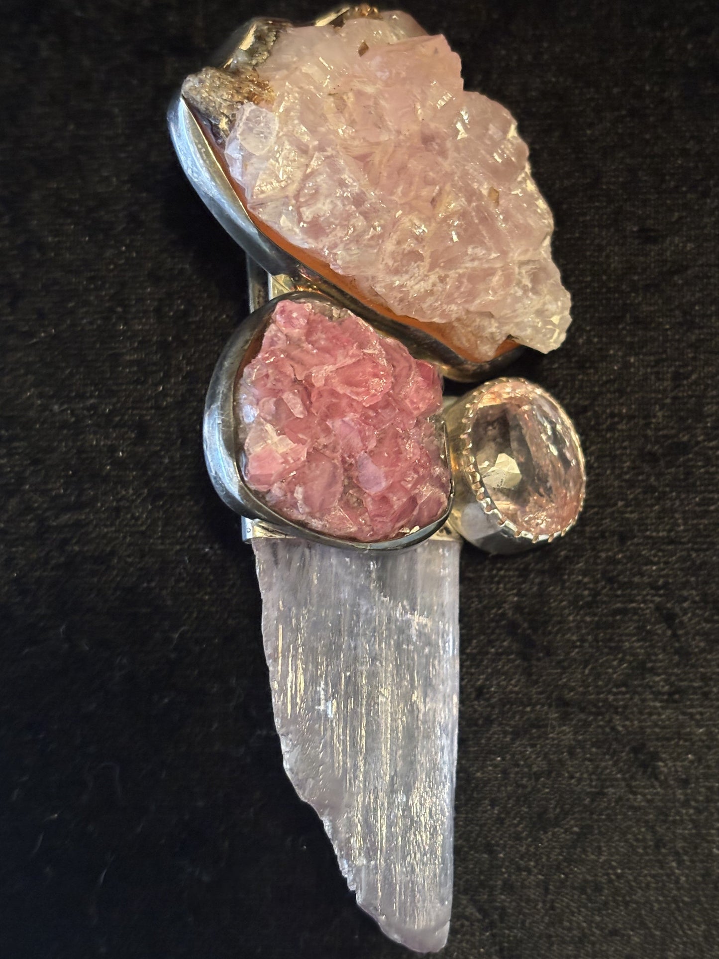 Pink Amethyst, Rhodochrosite, Morganite, Kunzite Pin