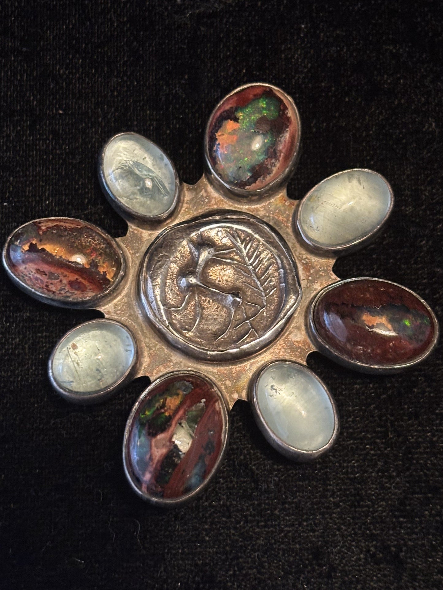 Opal, Aquamarine Pin