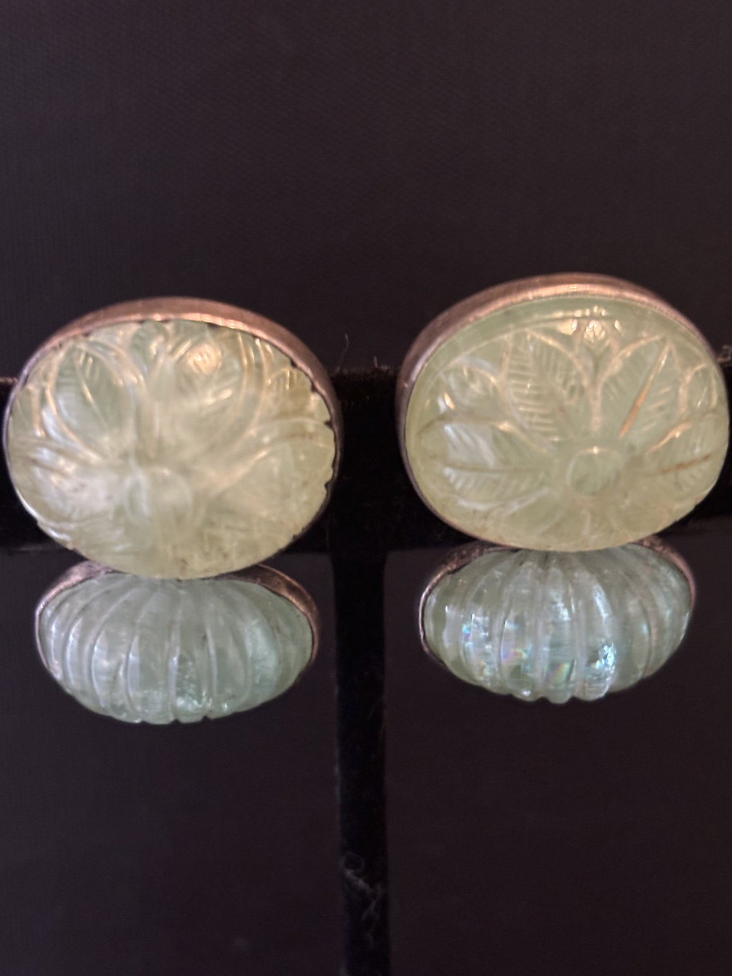 Carved Aquamarine earrings