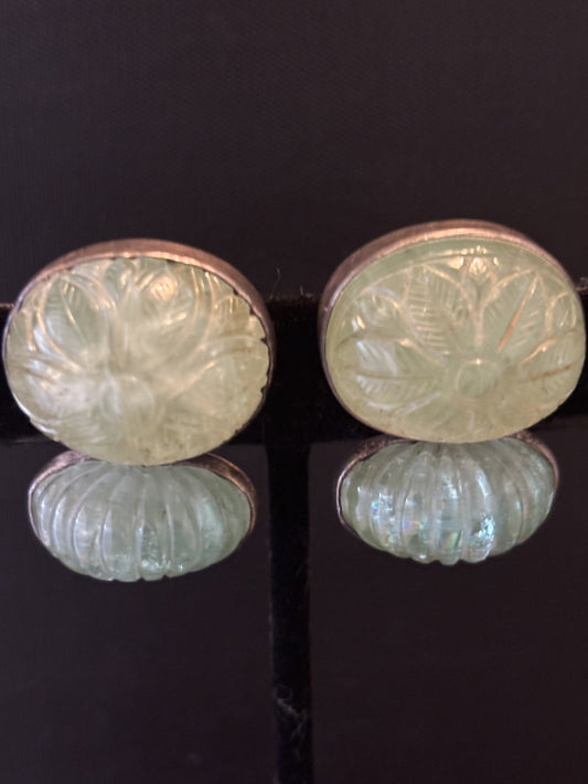 Carved Aquamarine earrings