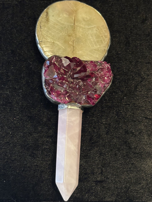 Jade, Ruby, Rose Quartz Pin