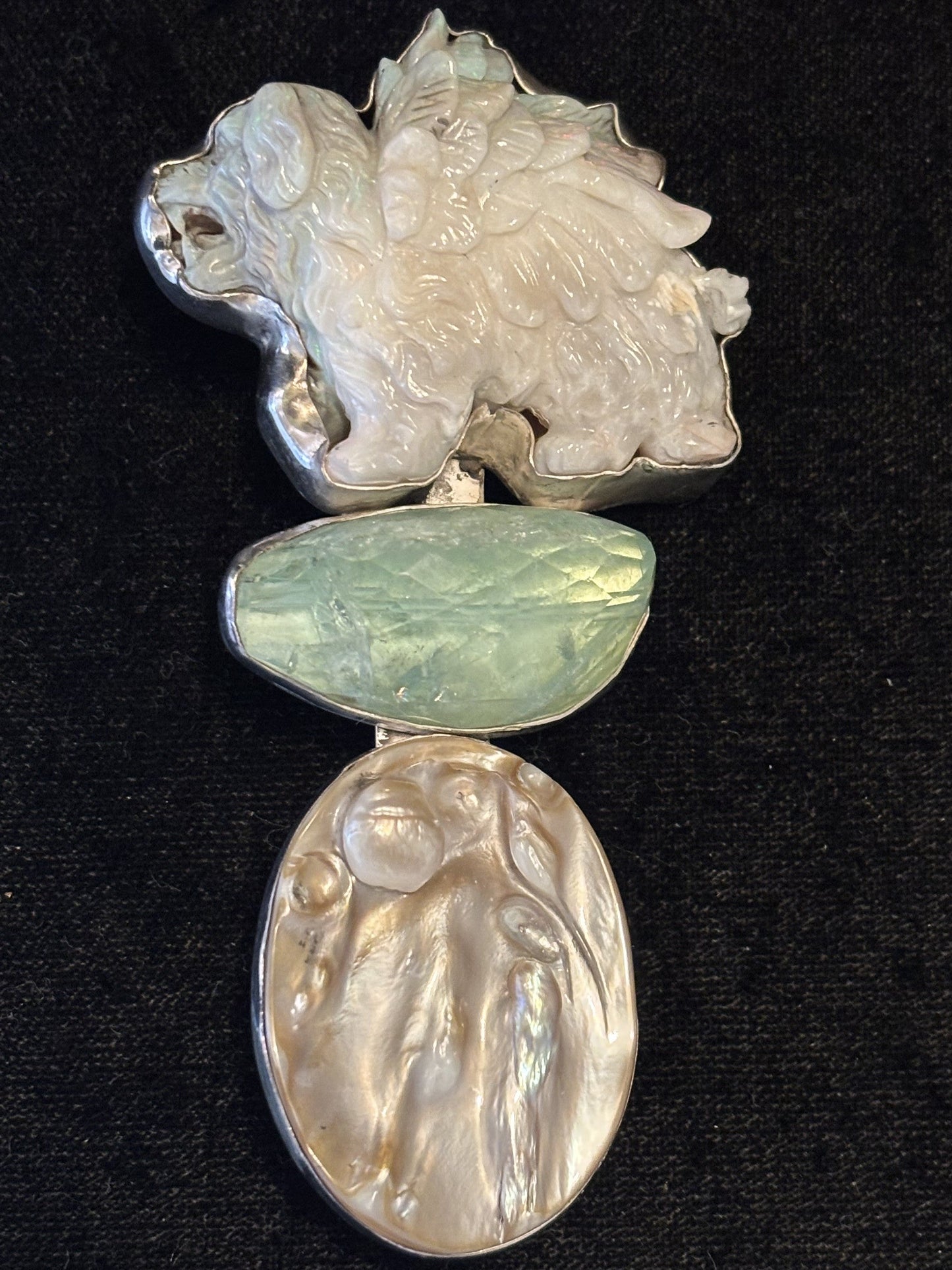 Opal, Aquamarine, Mother of Pearl Pin