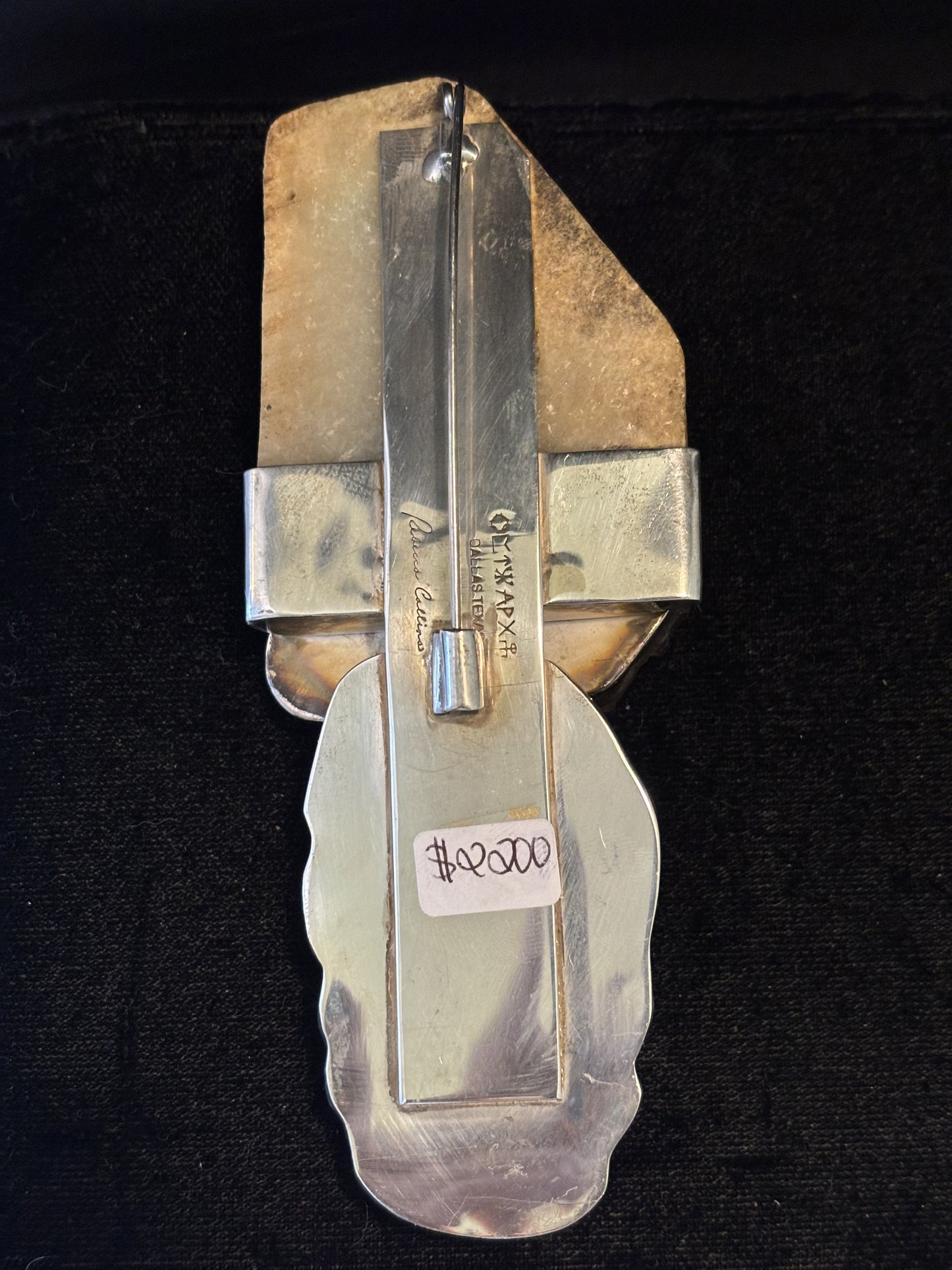 Agate Rock, Hessionite Garnet, Carved Jade Pin