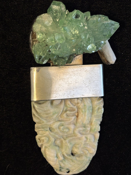 Aquamarine, Jade Pin