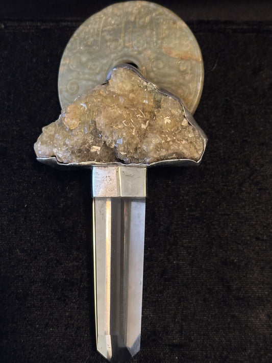 Jade, Vesuvianite Garnet, Crystal Pin