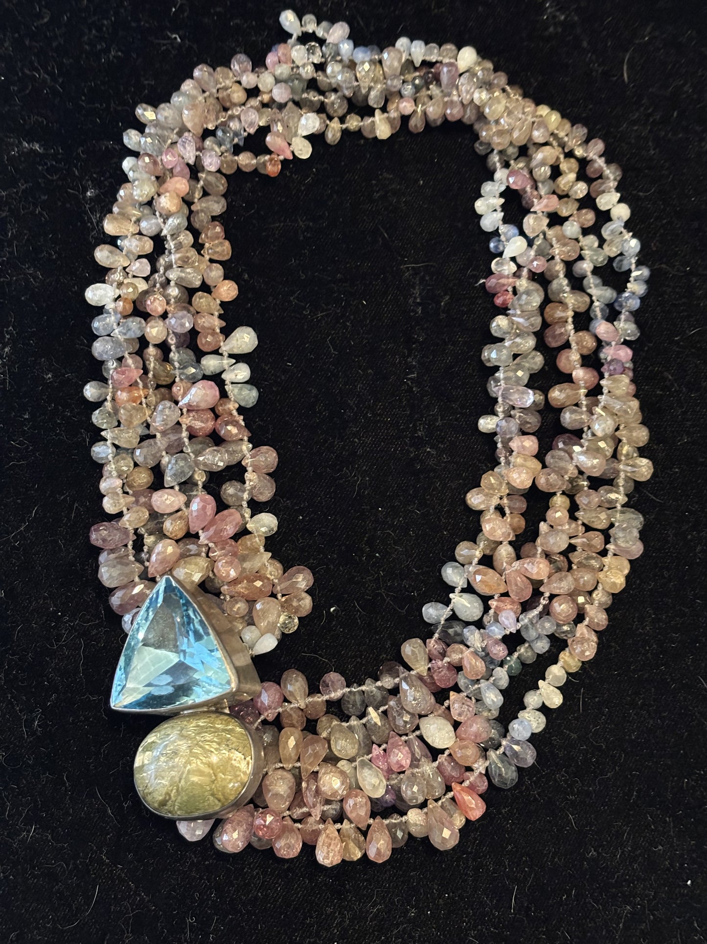 Multicolored Sapphire, Imperial Star Opal, Blue Topaz Necklace
