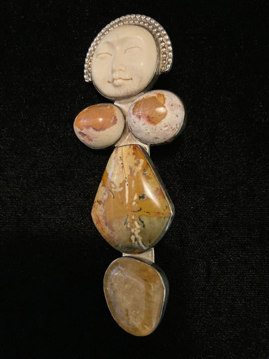 Bone, Mexican Fire Opal, Agate, Citrine