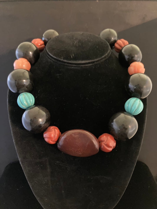 Horn, Carnelian, Turquoise