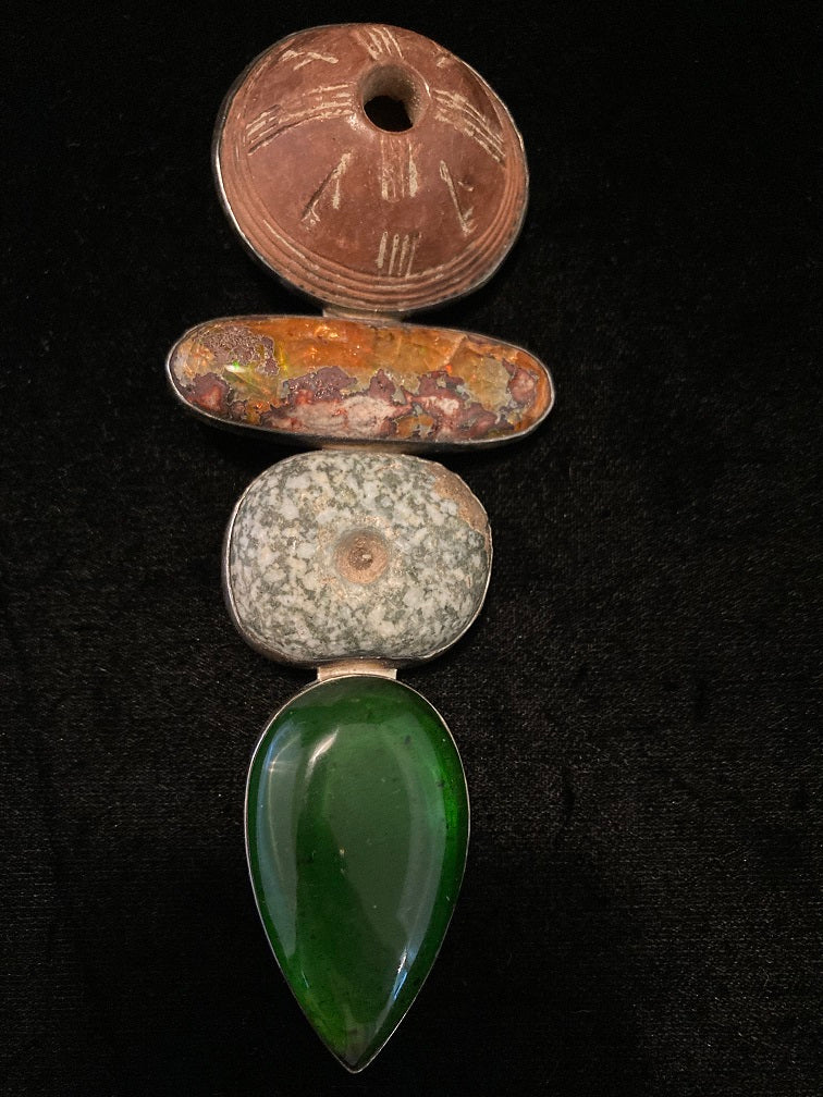 Jade, Mexican Fire Opal, Whorl, Amber