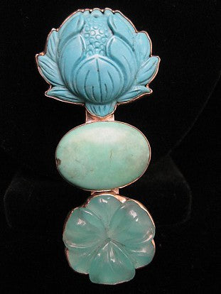Turquoise Lotus Pin
